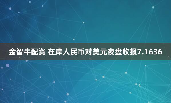 金智牛配资 在岸人民币对美元夜盘收报7.1636