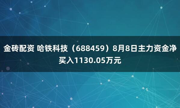 金砖配资 哈铁科技（688459）8月8日主力资金净买入1130.05万元