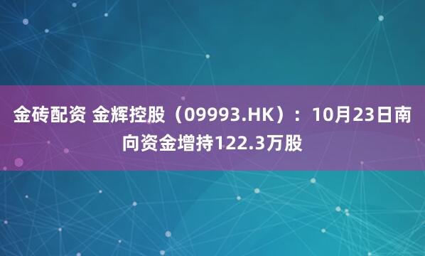 金砖配资 金辉控股（09993.HK）：10月23日南向资金增持122.3万股