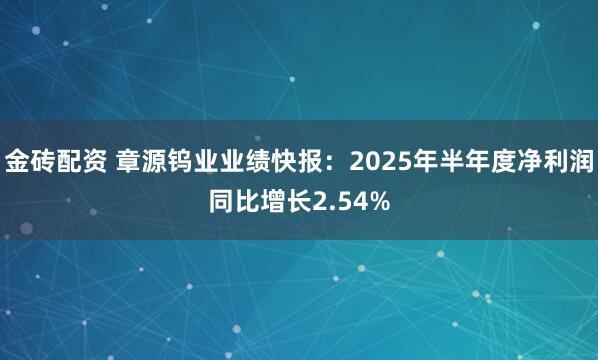 金砖配资 章源钨业业绩快报：2025年半年度净利润同比增长2.54%